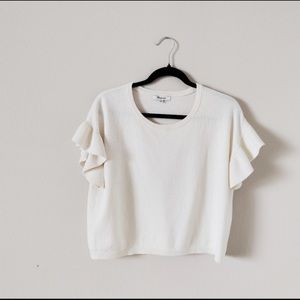 Madewell ruffle sleeve sweater tee